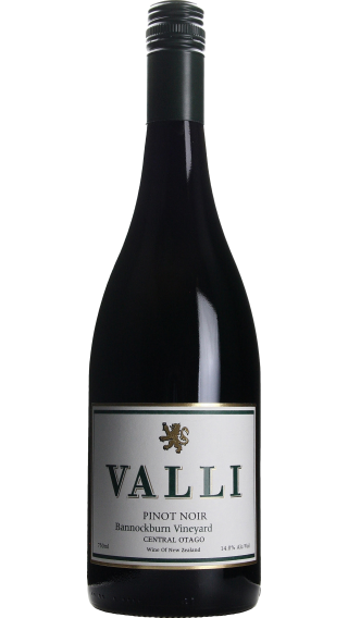 Bottle of Valli Bannockburn Vineyard Pinot Noir 2019 wine 750 ml
