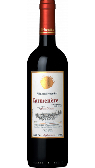 Bottle of Vina von Siebenthal Gran Reserva Carmenere 2018 wine 750 ml
